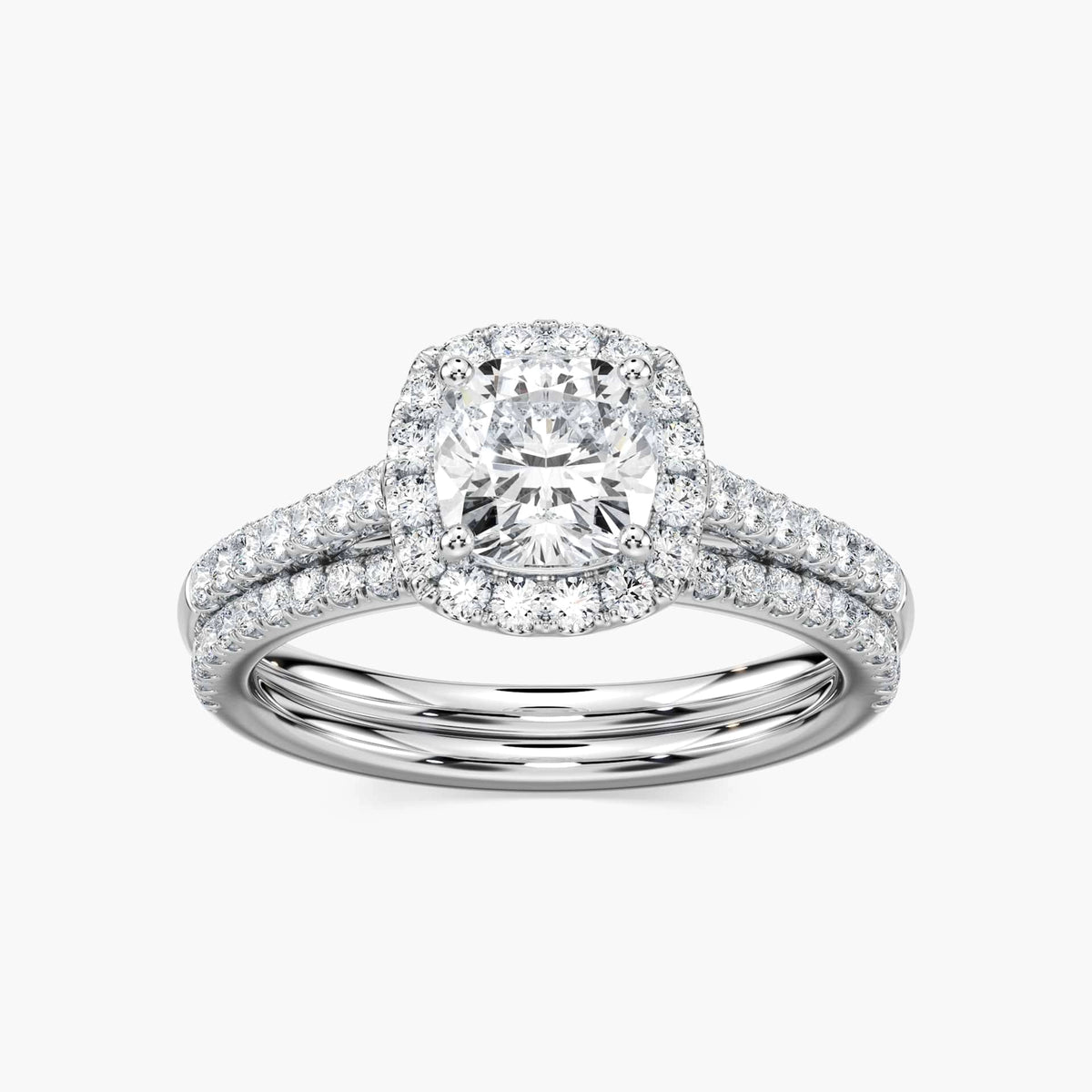 Luxe LGD Halo Classic Prong Wedding Set