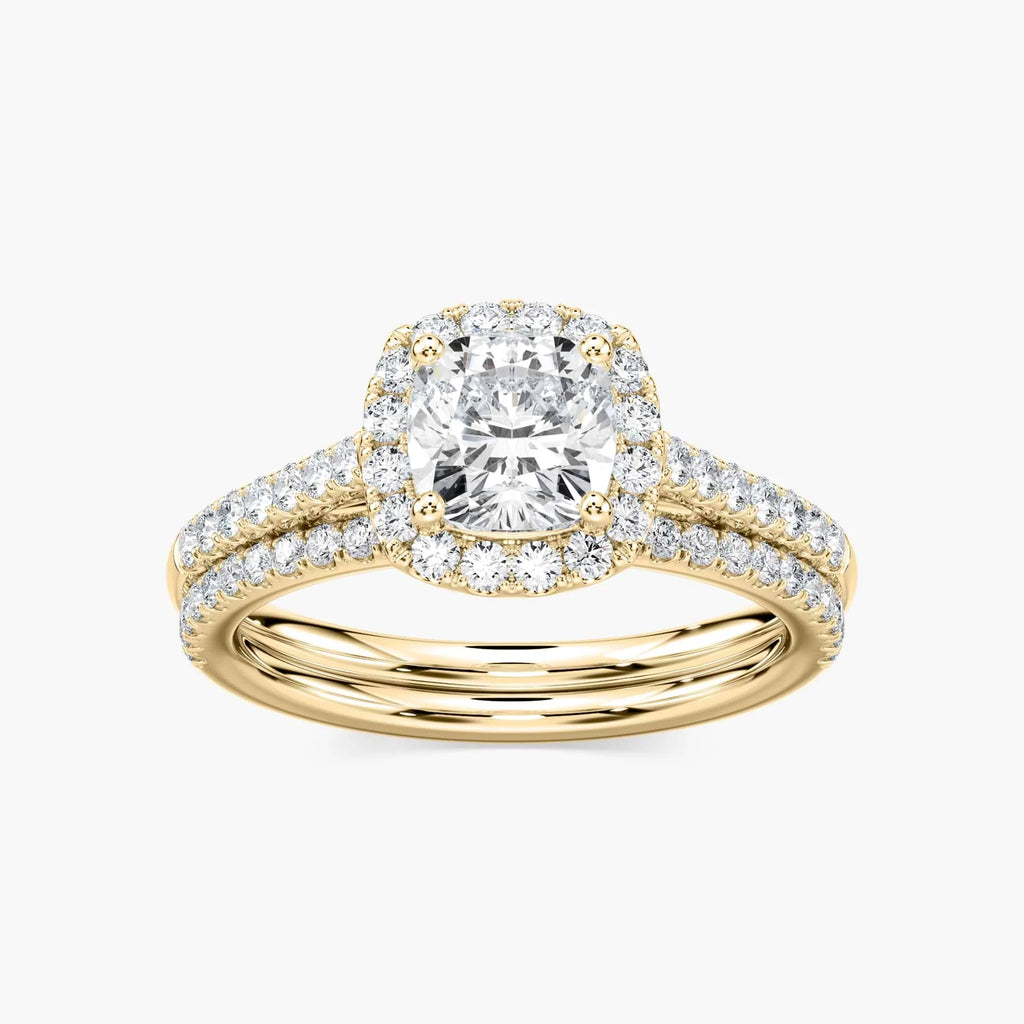 Luxe LGD Halo Classic Prong Wedding Set