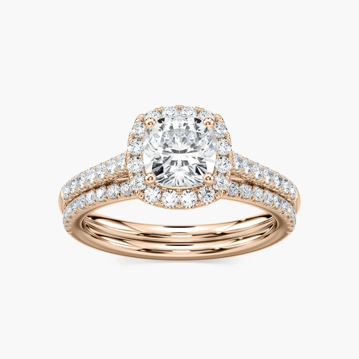 Luxe LGD Halo Classic Prong Wedding Set