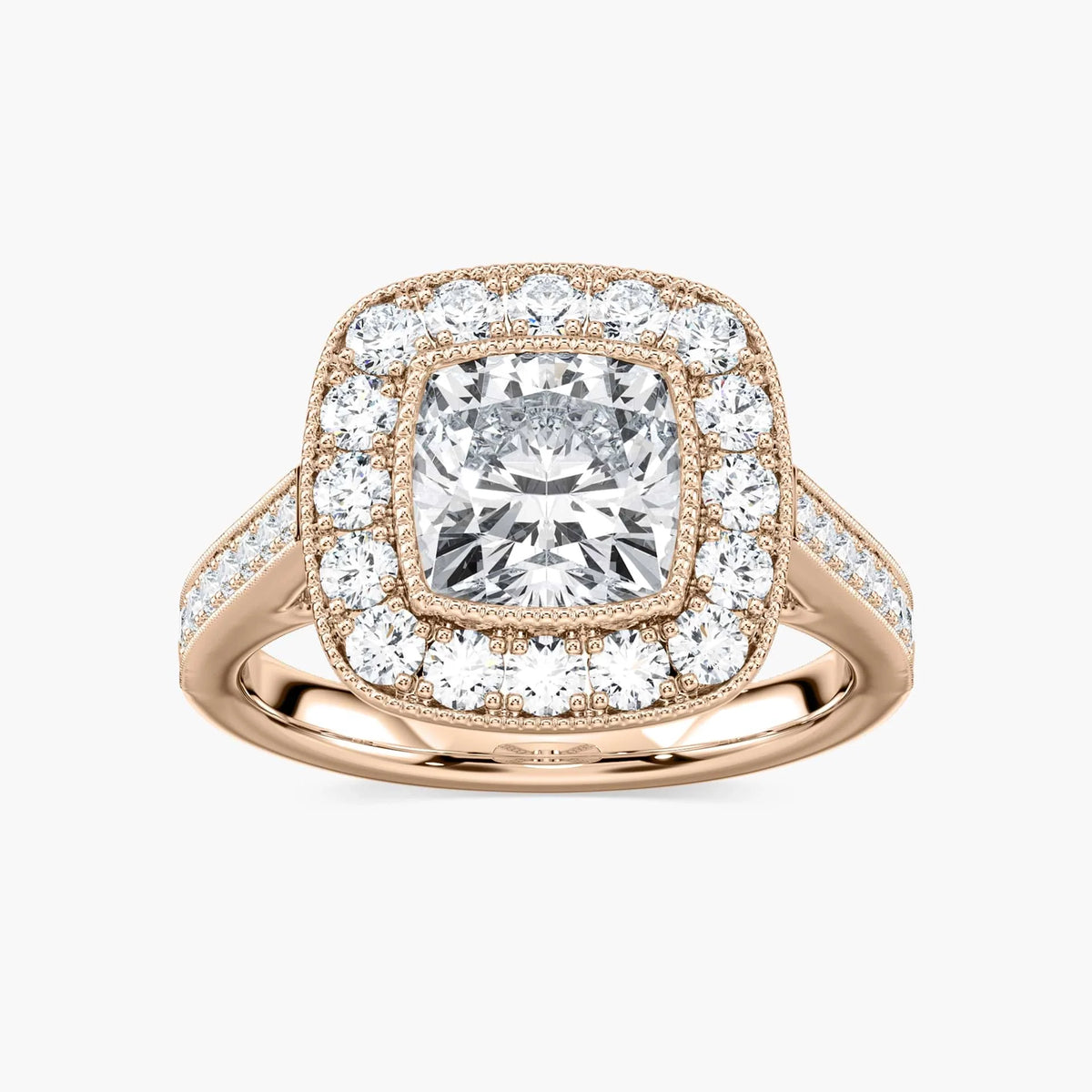 Tiffani Cushion LGD Luxury Antique Vintage Halo Engagement Ring - 14K Rose Gold