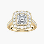 Tiffani Cushion LGD Luxury Antique Vintage Halo Engagement Ring - 18K Yellow Gold