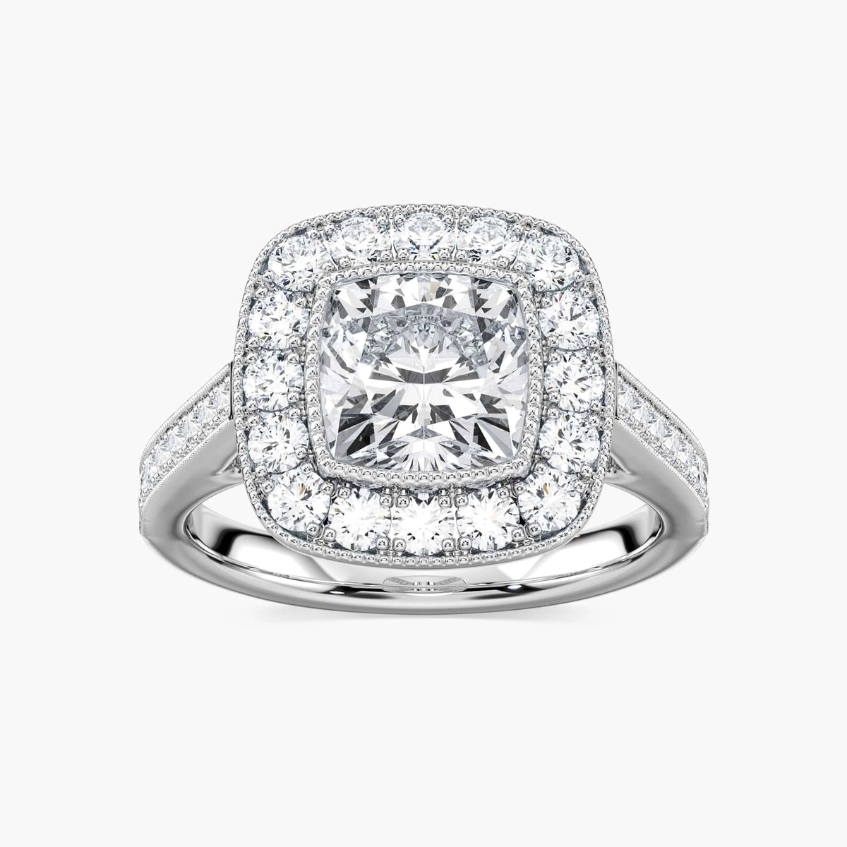 Tiffani Cushion LGD Luxury Antique Vintage Halo Engagement Ring - Platinum