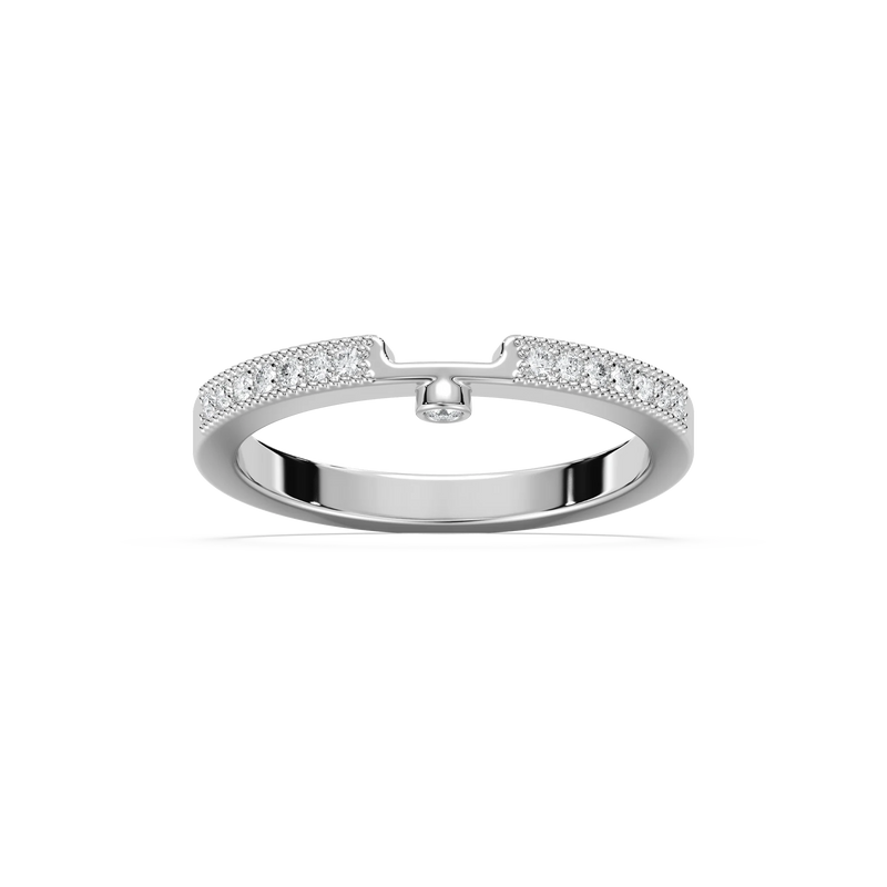 Tiffani 1/8 ctw Round LGD Milgrain Curved Band - 14K White Gold