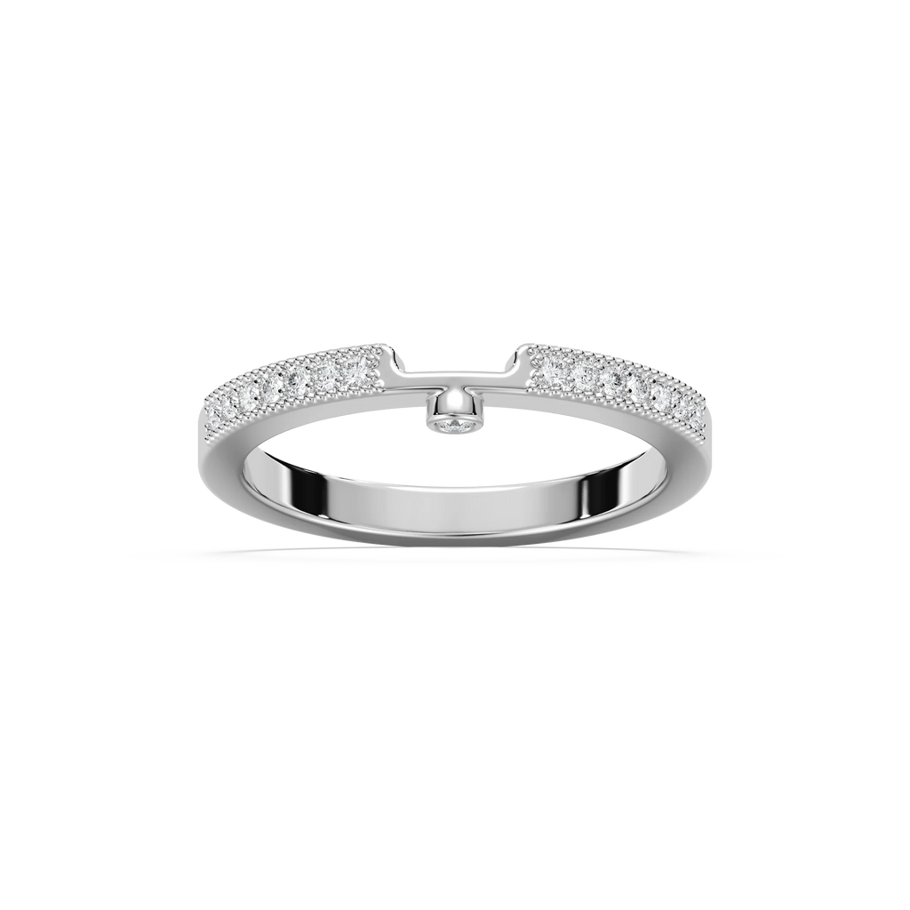 Tiffani 1/8 ctw Round LGD Milgrain Curved Band - 18K White Gold