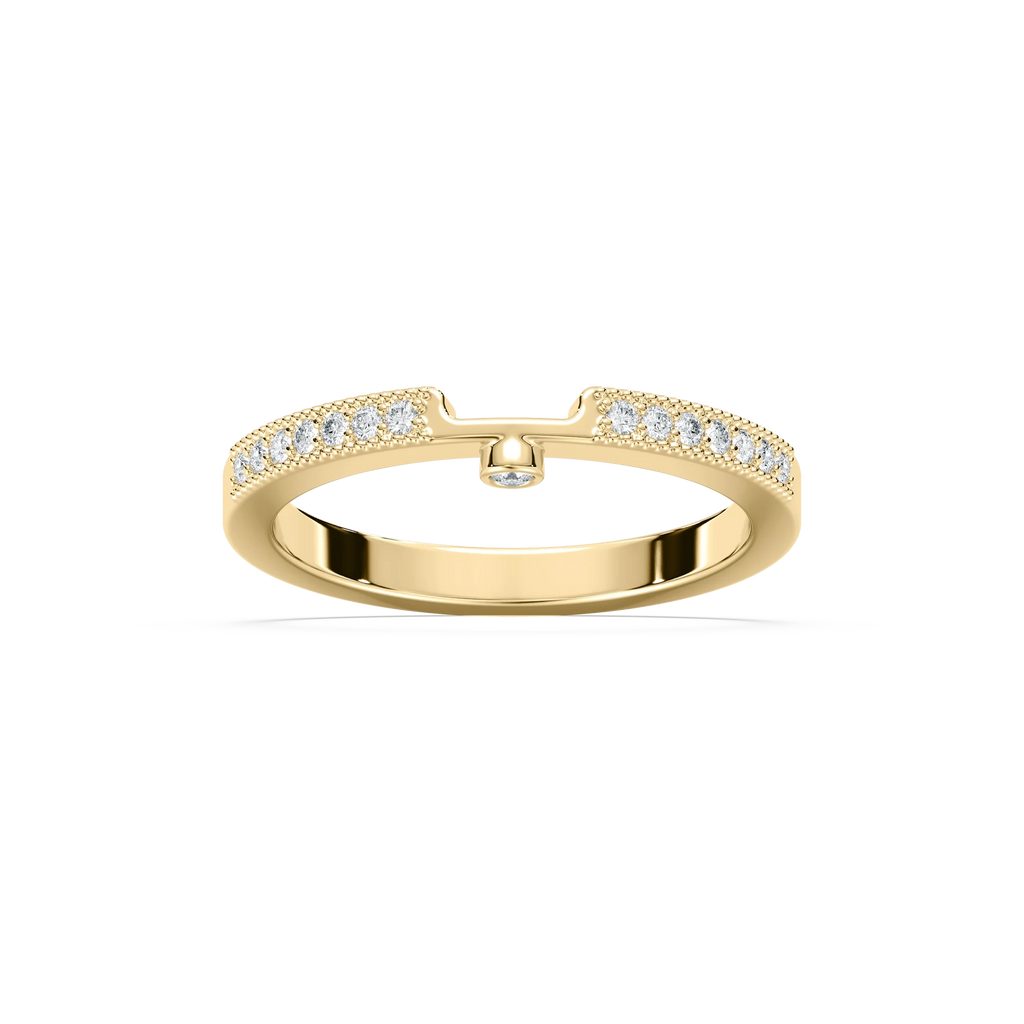 Tiffani 1/8 ctw Round LGD Milgrain Curved Band - 18K Yellow Gold