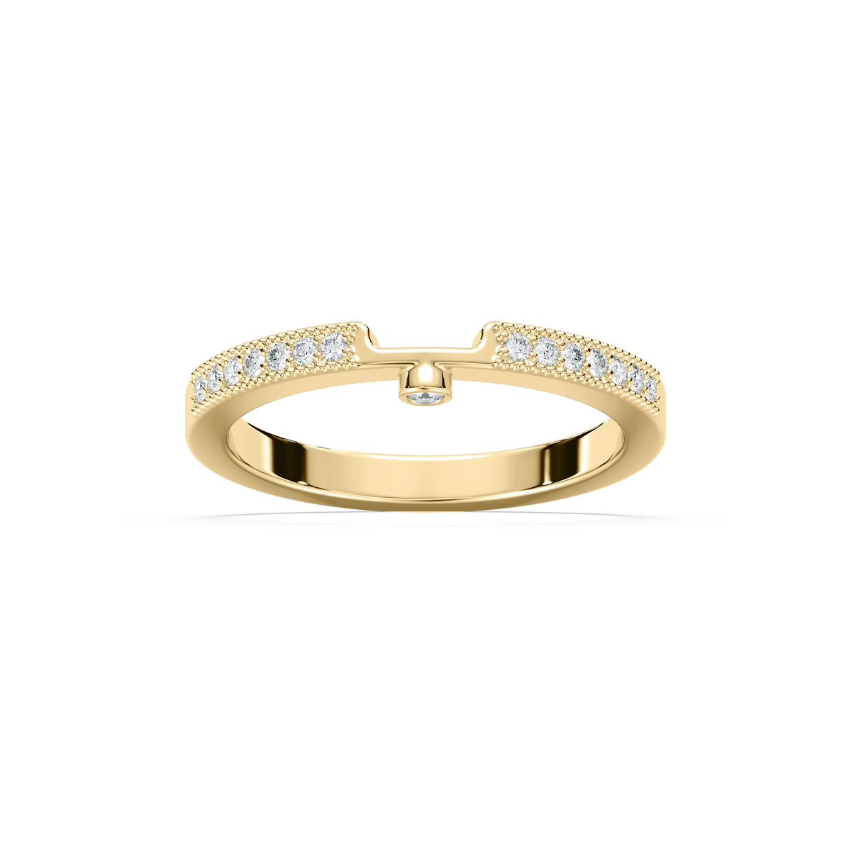 Tiffani 1/8 ctw Round LGD Milgrain Curved Band - 18K Yellow Gold