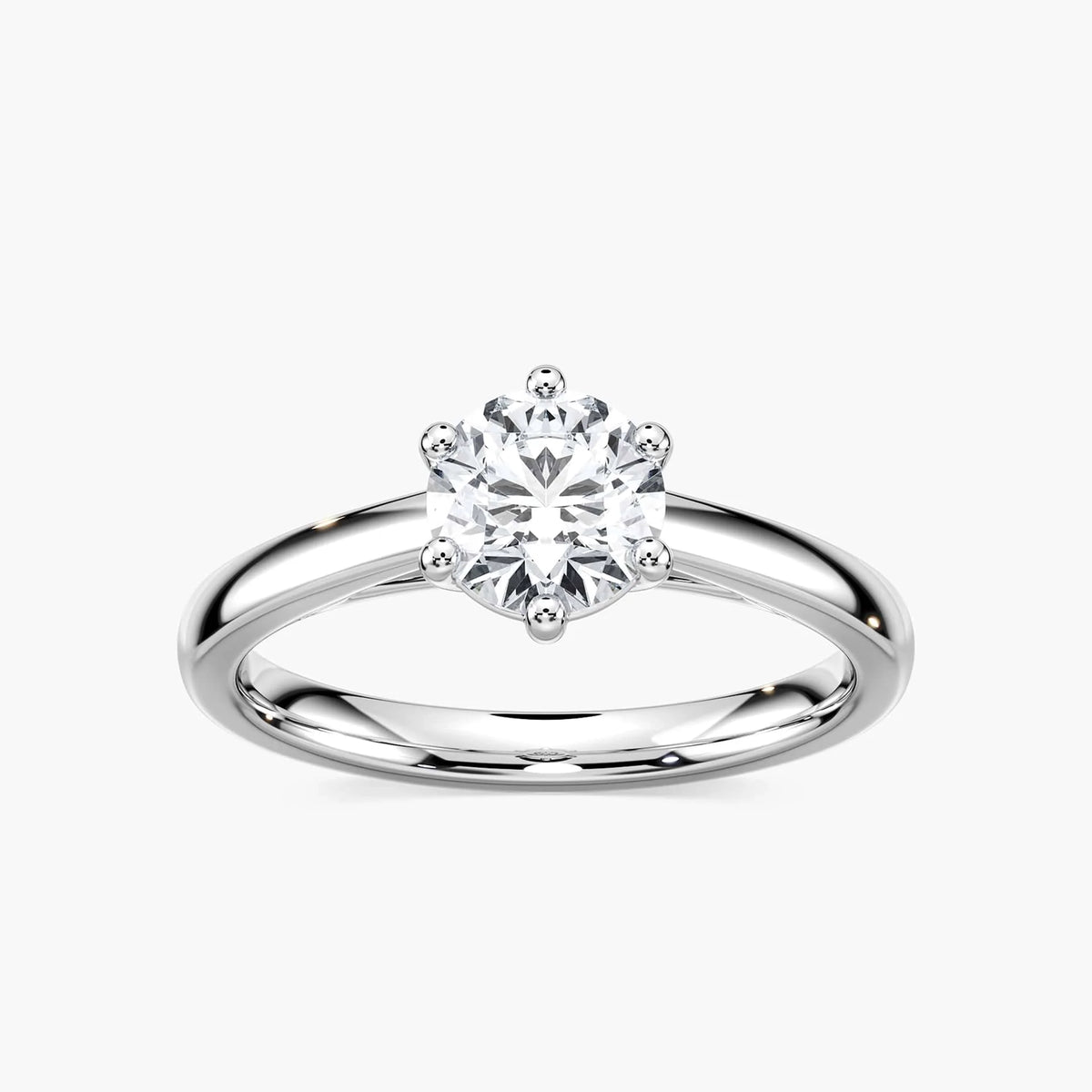 Lynn Round LGD Six Prong Solitaire Engagement Ring - 14K White Gold