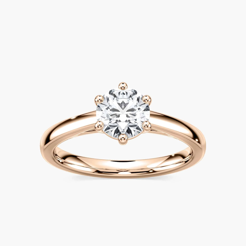Lynn Round LGD Six Prong Solitaire Engagement Ring - 14K Rose Gold
