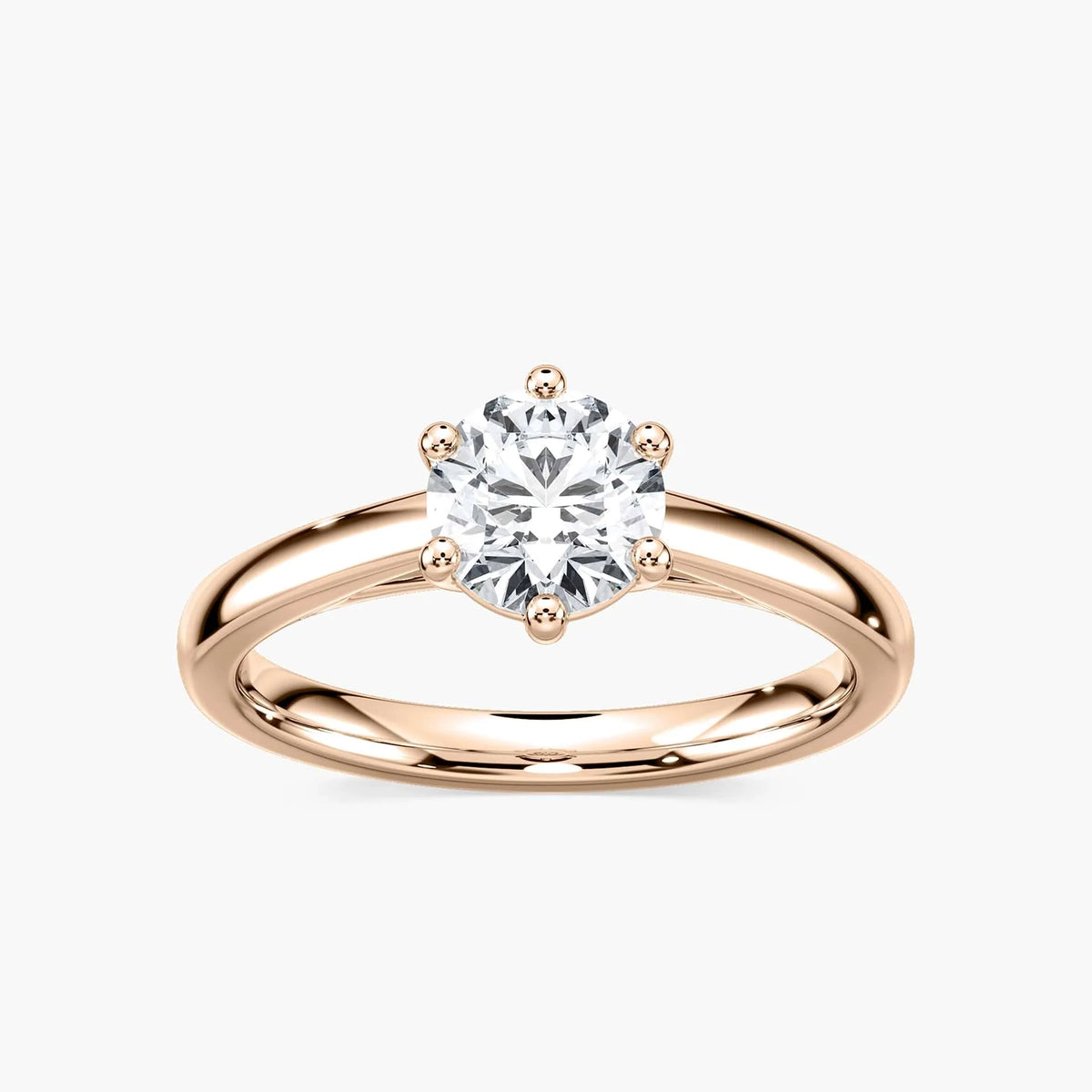 Lynn Round LGD Six Prong Solitaire Engagement Ring - 14K Rose Gold