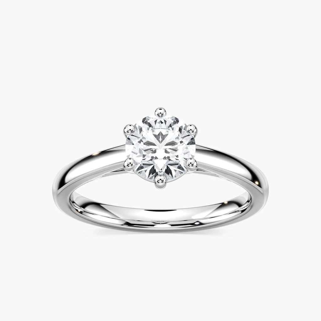 Lynn Round LGD Six Prong Solitaire Engagement Ring - 18K White Gold