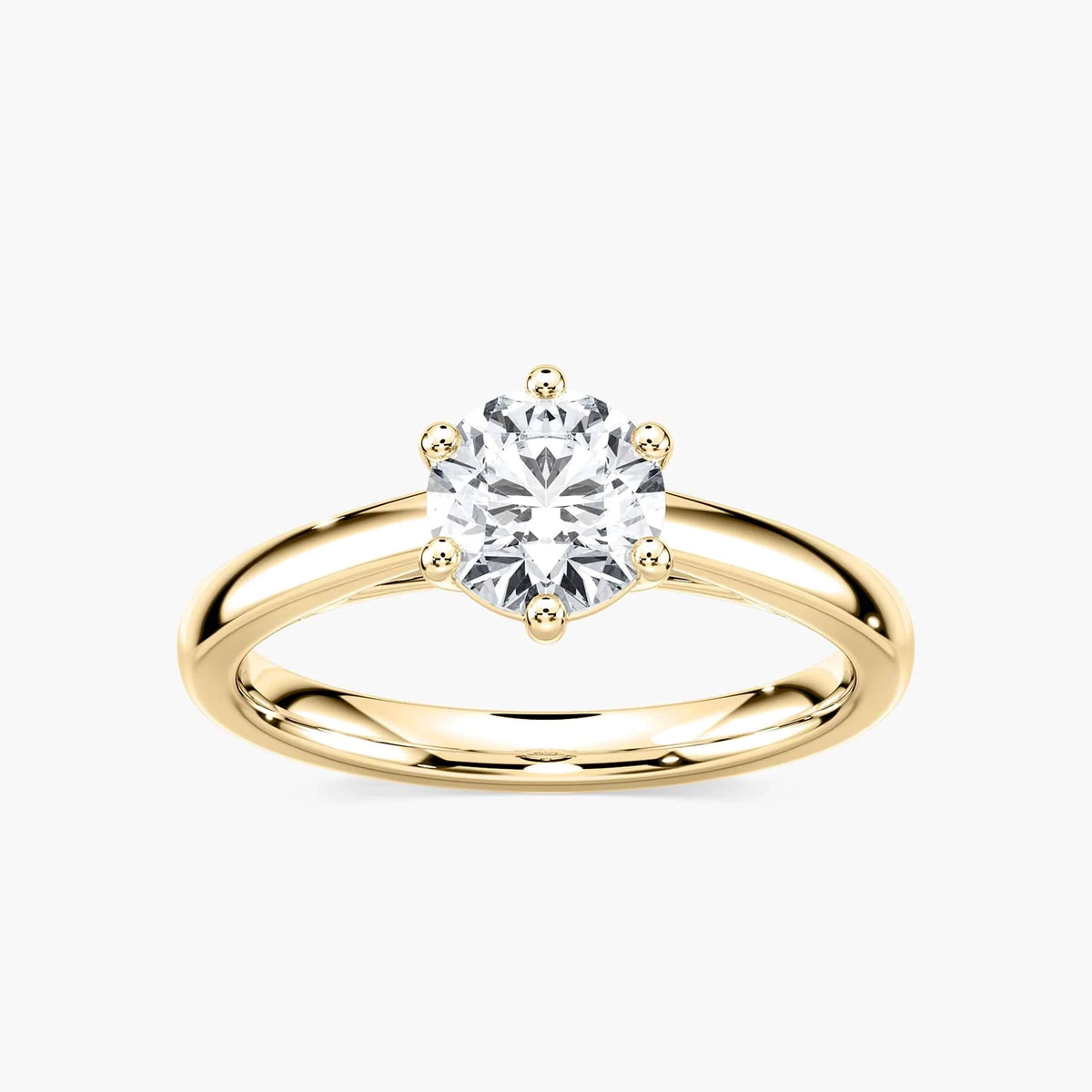 Lynn Round LGD Six Prong Solitaire Engagement Ring - 18K Yellow Gold