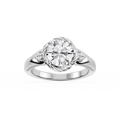 Mabel Round LGD Swirl Halo Three Stone Engagement Ring - 14K White Gold