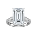 Madelyn 11 ½ ctw Emerald LGD Pave Side Stone Engagement Ring - Signature Collection - 14K White Gold