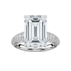 Madelyn 11 ½ ctw Emerald LGD Pave Side Stone Engagement Ring - Signature Collection - 14K White Gold