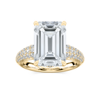 Madelyn 11 ½ ctw Emerald LGD Pave Side Stone Engagement Ring - Signature Collection - 14K Yellow Gold