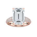 Madelyn 11 ½ ctw Emerald LGD Pave Side Stone Engagement Ring - Signature Collection - 14K Rose Gold