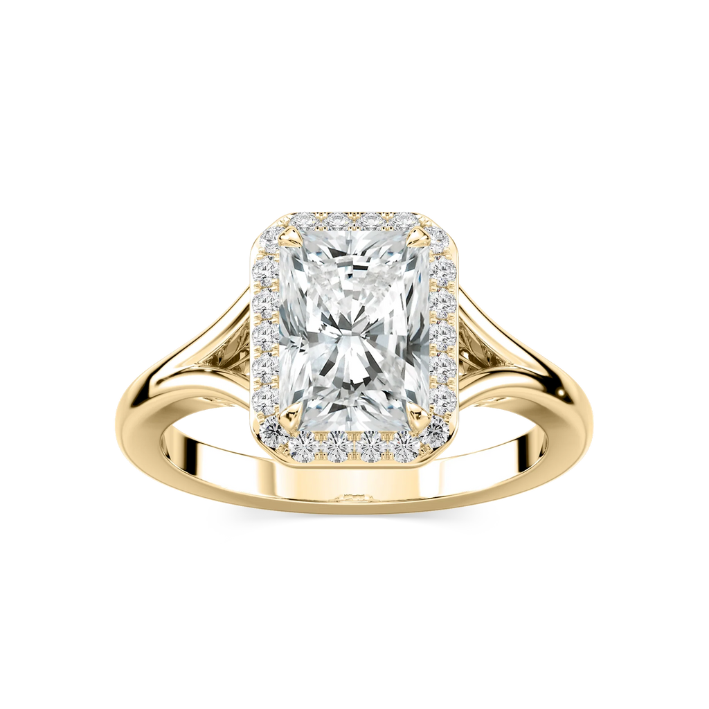 Maia Radiant LGD Split Shank Halo Engagement Ring - 14K Yellow Gold
