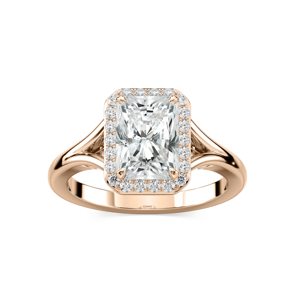 Maia Radiant LGD Split Shank Halo Engagement Ring - 14K Rose Gold