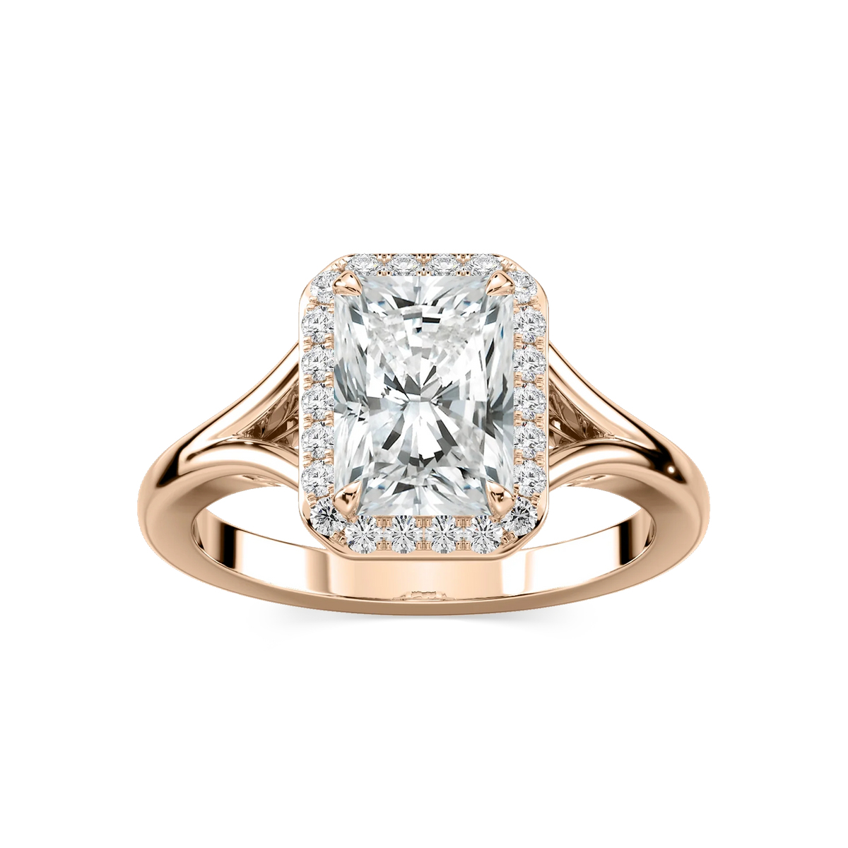 Maia Radiant LGD Split Shank Halo Engagement Ring - 14K Rose Gold