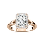 Maia Radiant LGD Split Shank Halo Engagement Ring - 18K Rose Gold