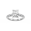 Marian Radiant LGD Accent Milgrain Side Stone Engagement Ring - 14K White Gold