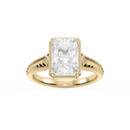 Mariana Radiant LGD Vintage Milgrain Bezel Side Stone Engagement Ring - 14K Yellow Gold / 3 ctw / F-VS2