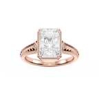 Mariana Radiant LGD Vintage Milgrain Bezel Side Stone Engagement Ring - 14K Rose Gold / 5 ctw / F-VS2