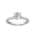Marilyn LGD Prong Set with Sculpted Eternity Profile Side Stone Engagement Ring - 14K White Gold