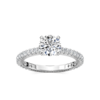 Marilyn LGD Prong Set with Sculpted Eternity Profile Side Stone Engagement Ring - 18K White Gold
