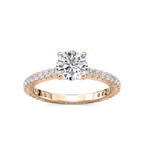 Marilyn LGD Prong Set with Sculpted Eternity Profile Side Stone Engagement Ring - 18K Rose Gold