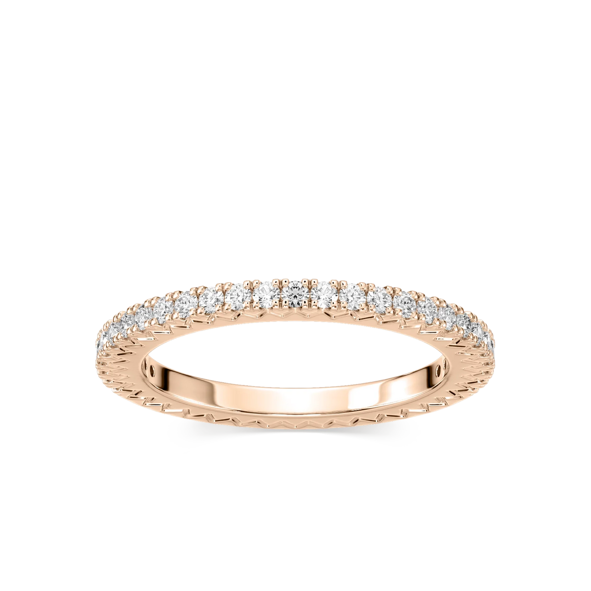 Marilyn 1/3 ctw Round LGD Grooved Profile Band - 14K Rose Gold
