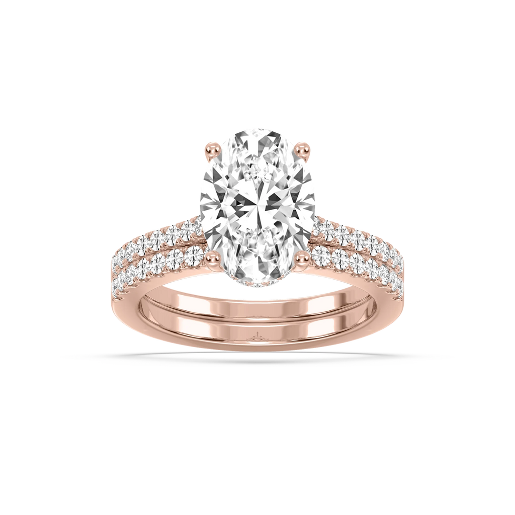 Marjorie 3 ½ ctw Oval LGD Classic Prong Hidden Halo Wedding Set