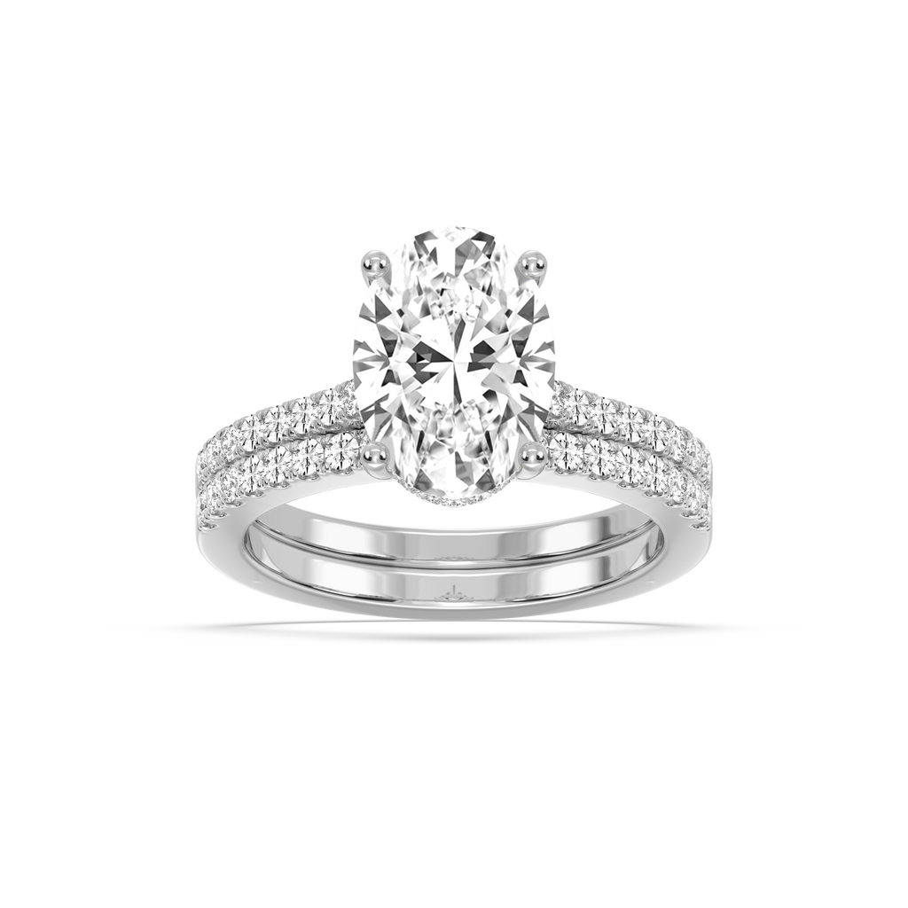 Marjorie 3 ½ ctw Oval LGD Classic Prong Hidden Halo Wedding Set