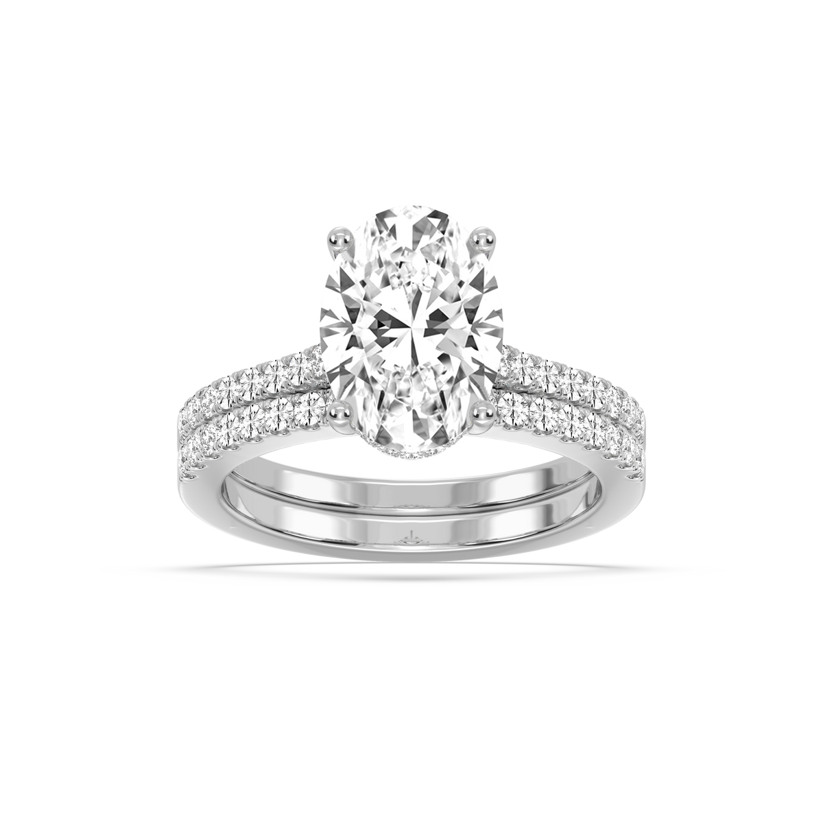 Marjorie 3 ½ ctw Oval LGD Classic Prong Hidden Halo Wedding Set