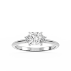 Marley Princess LGD Trapezoid Sides Claw Prong Three Stone Engagement Ring - 14K White Gold / 2 ct