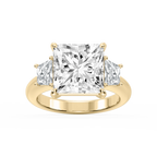 Marley Princess LGD Trapezoid Sides Claw Prong Three Stone Engagement Ring - 14K Yellow Gold / 7 ct