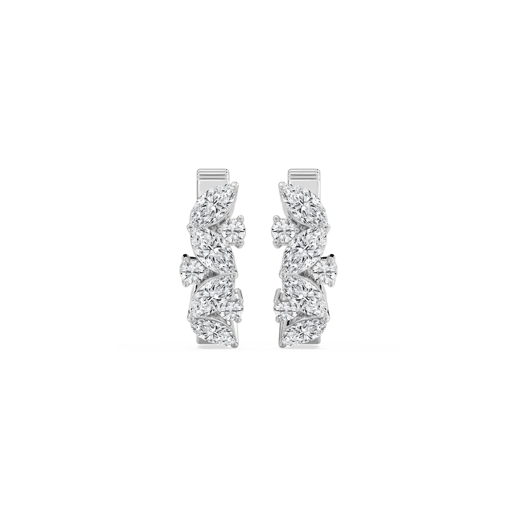 1 ctw Marquise and Round LGD Petite Huggie Hoop Earrings - 14K White Gold / F-VS2