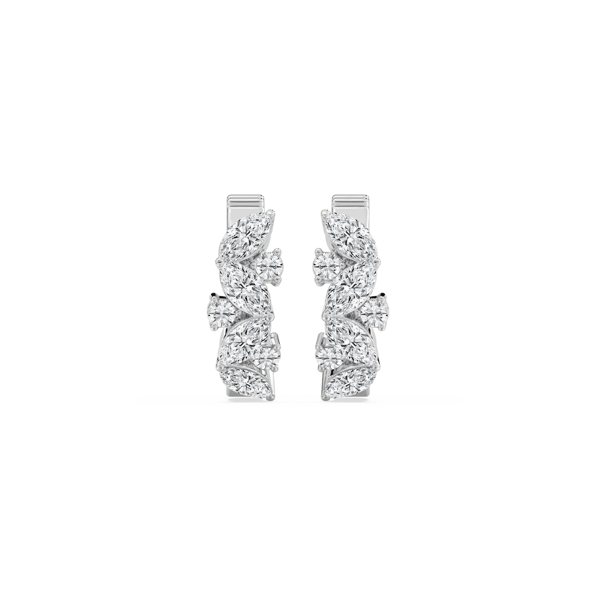 1 ctw Marquise and Round LGD Petite Huggie Hoop Earrings - 14K White Gold / F-VS2