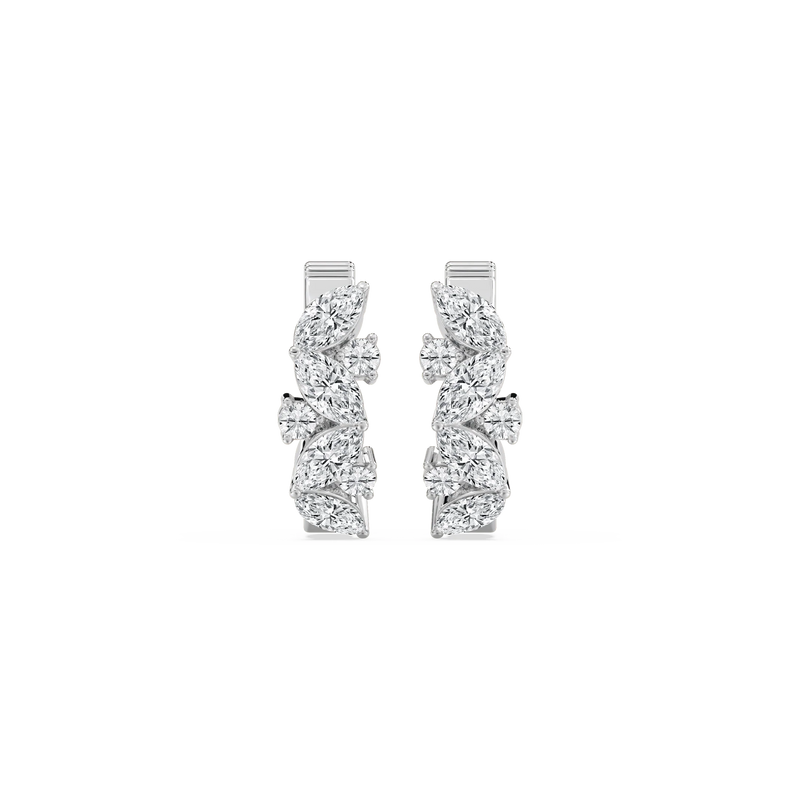 1 ctw Marquise and Round LGD Petite Huggie Hoop Earrings - 14K White Gold / F-VS2