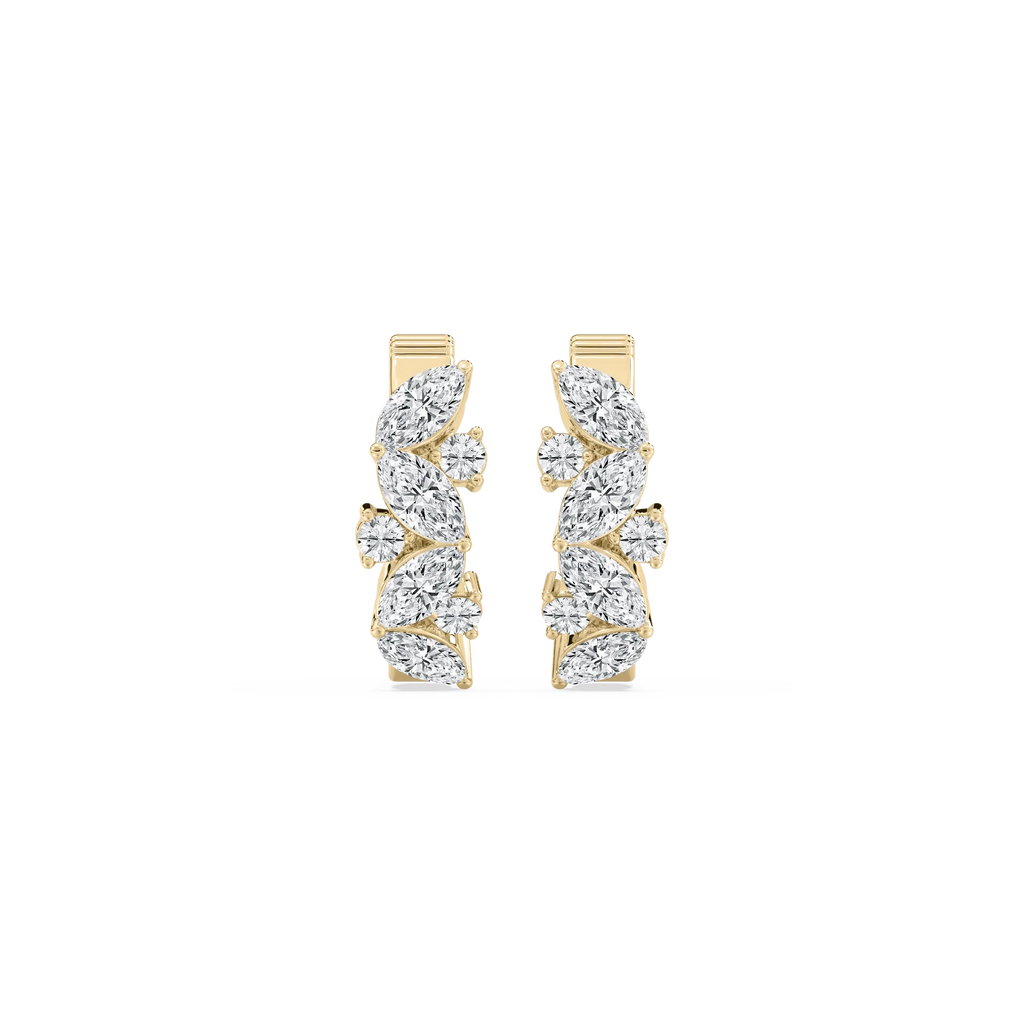 1 ctw Marquise and Round LGD Petite Huggie Hoop Earrings - 14K Yellow Gold / F-VS2