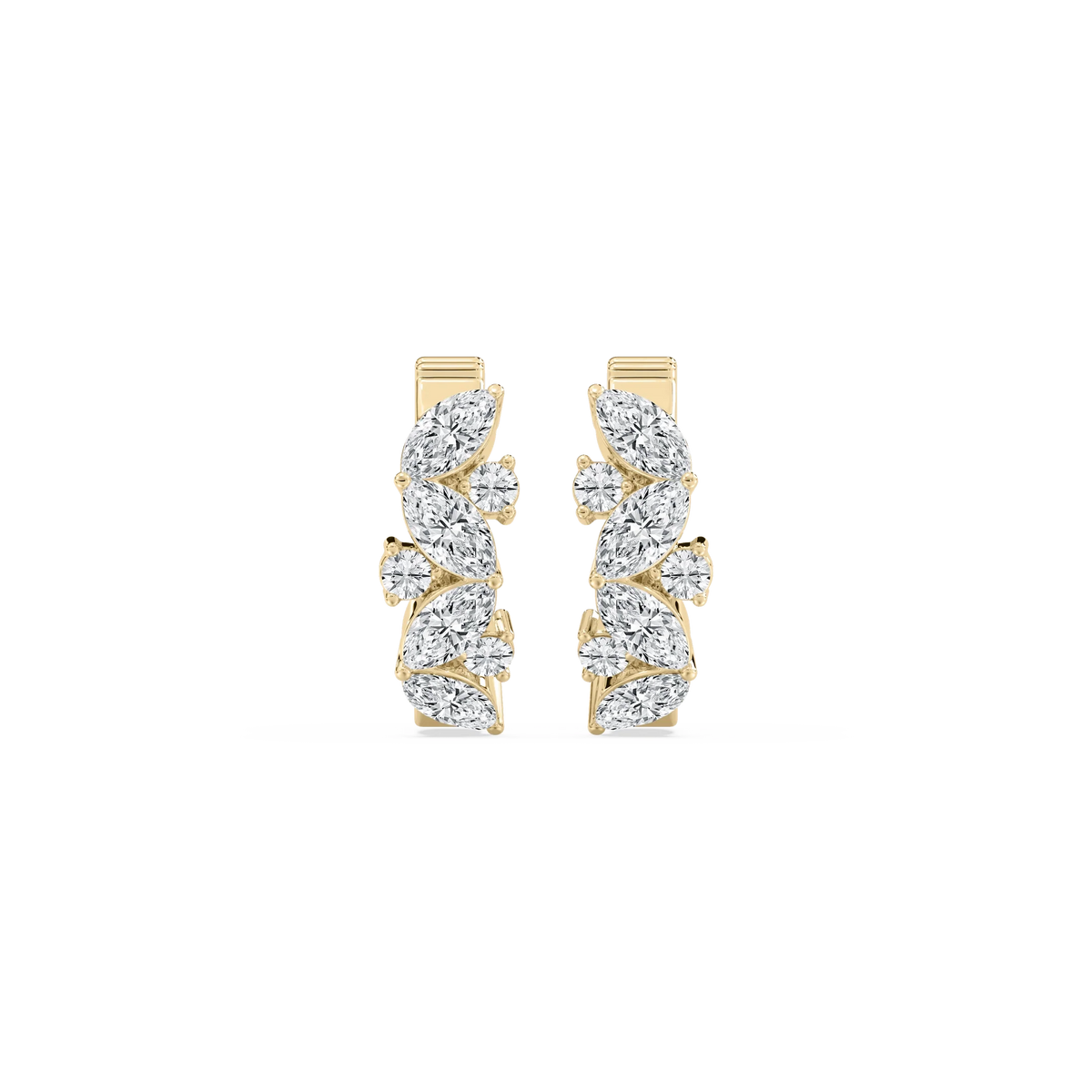 1 ctw Marquise and Round LGD Petite Huggie Hoop Earrings - 14K Yellow Gold / F-VS2