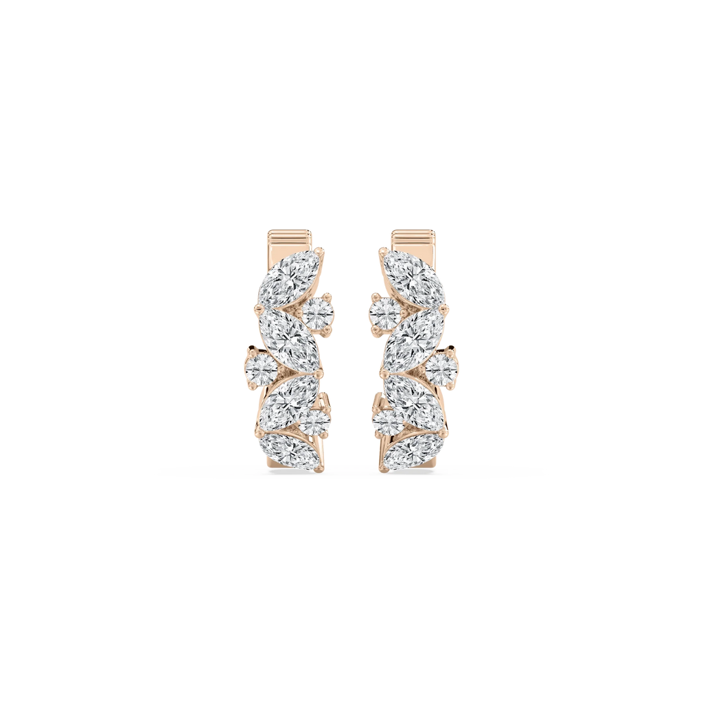 1 ctw Marquise and Round LGD Petite Huggie Hoop Earrings - 14K Rose Gold / F-VS2