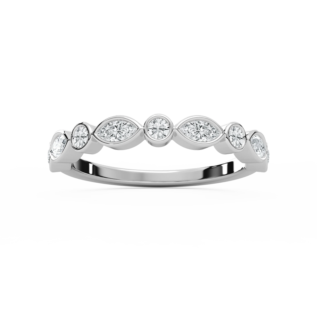 1/2 ctw Marquise and Round LGD Alternating Bezel Stack Ring