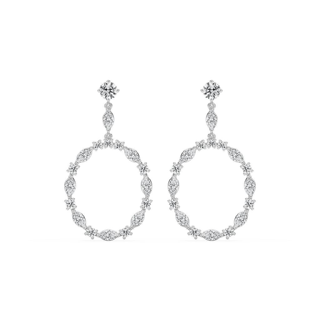2 ²⁄₃ ctw Marquise and Round LGD Circle Drop Earrings - 14K White Gold