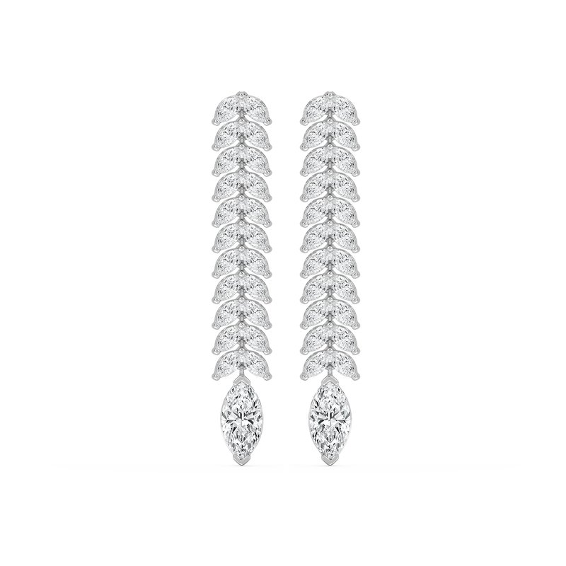 5 ⅝ ctw Marquise LGD Dangle Drop Earrings - 14K White Gold