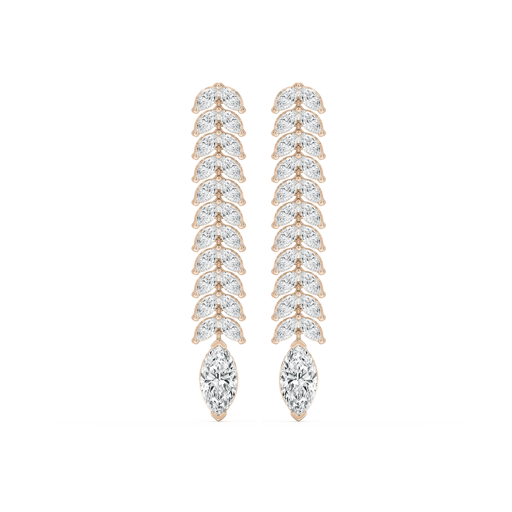 5 ⅝ ctw Marquise LGD Dangle Drop Earrings - 14K Rose Gold