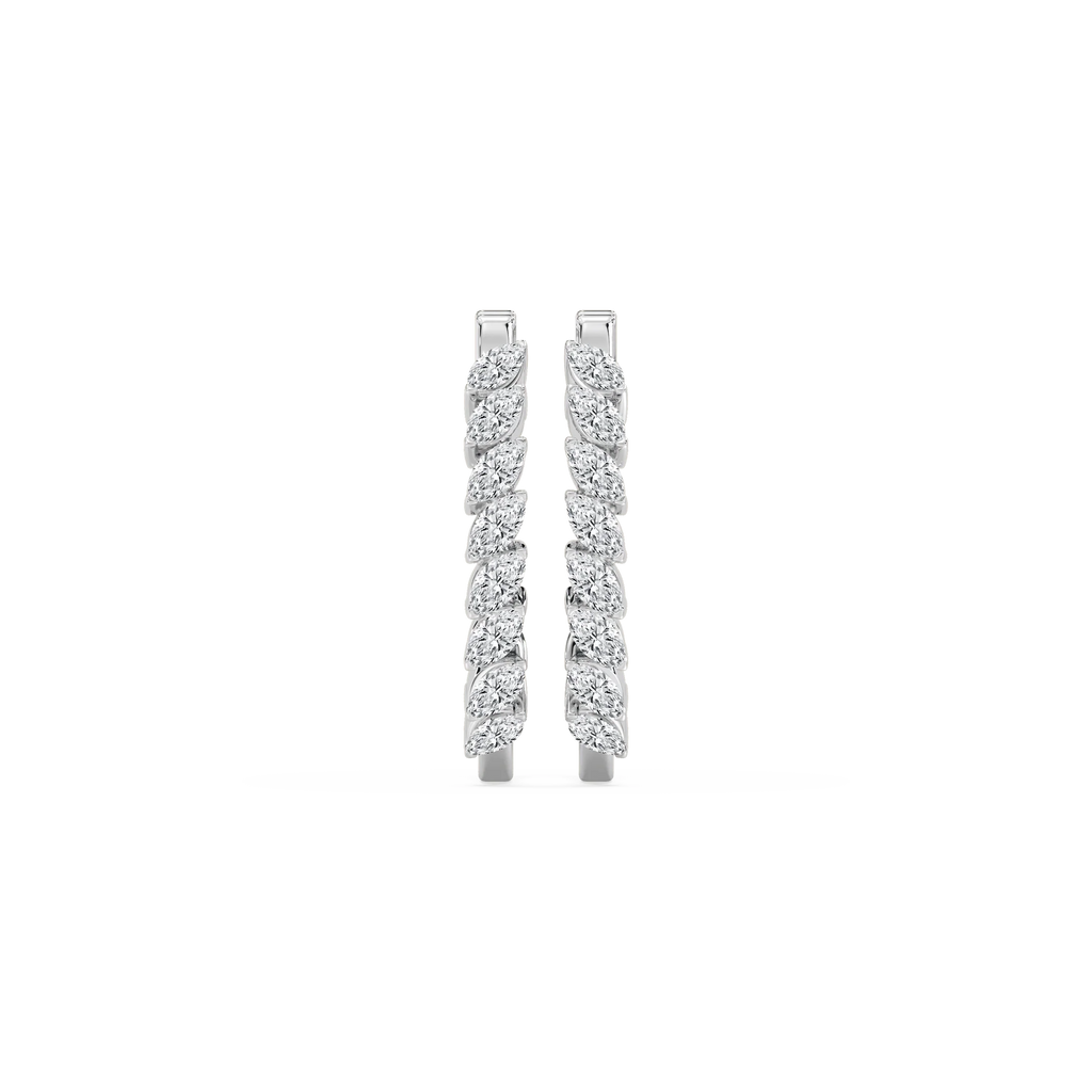 1 ½ ctw Marquise LGD Hoop Earrings - 14K White Gold / F-VS2