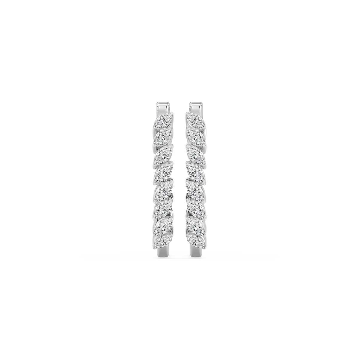 1 ½ ctw Marquise LGD Hoop Earrings - 14K White Gold / F-VS2