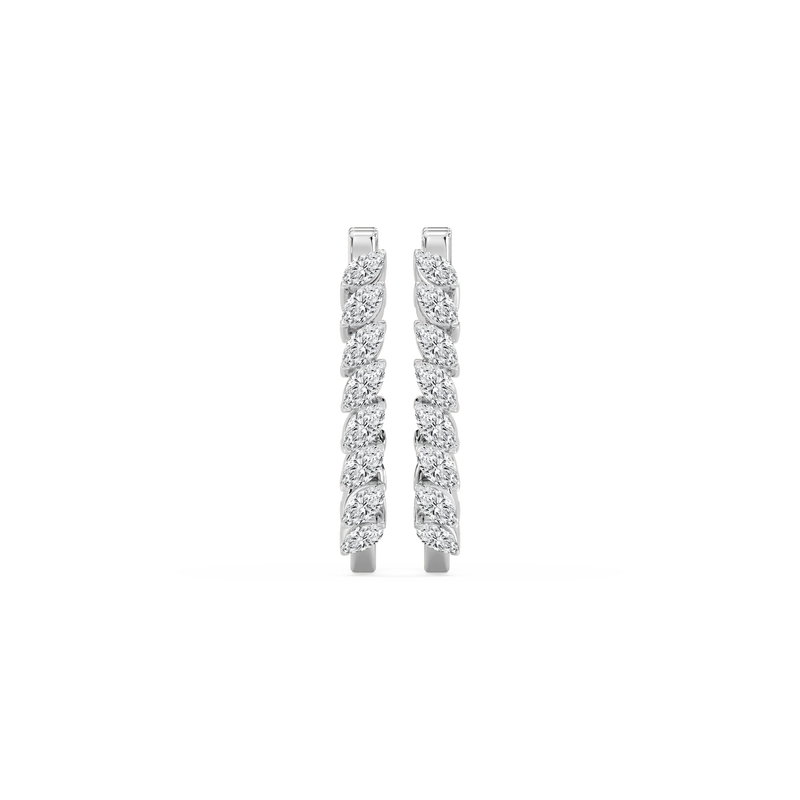 1 ½ ctw Marquise LGD Hoop Earrings - 14K White Gold / F-VS2