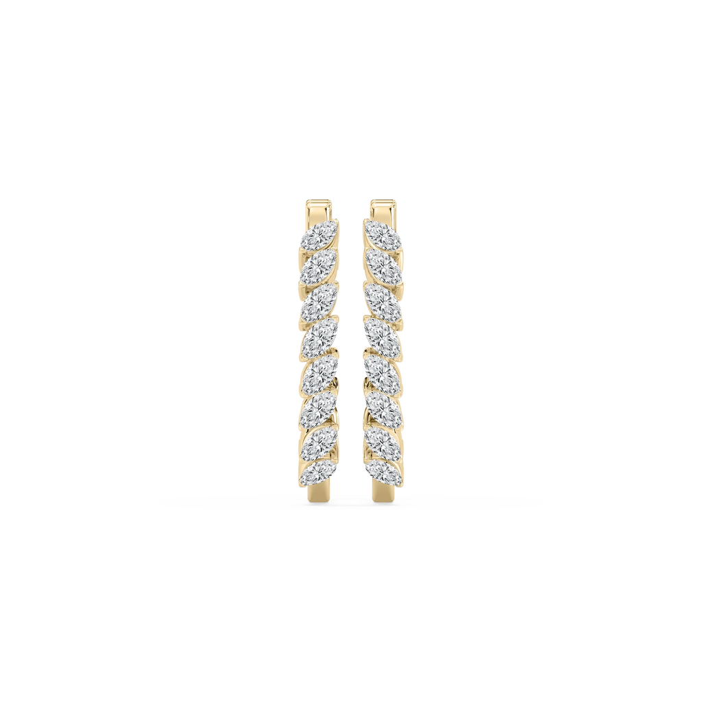 1 ½ ctw Marquise LGD Hoop Earrings - 14K Yellow Gold / F-VS2